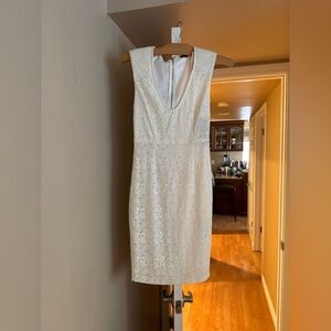 Chic White Lace Dress- Size Small